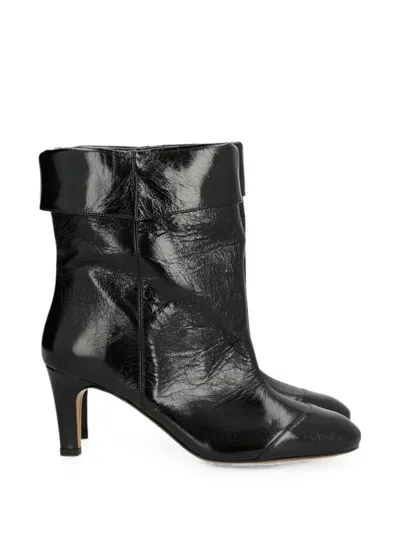 Isabel Marant Foldover-top Almond-toe Ankle Boots In Black