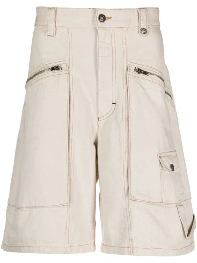 Isabel Marant Denim Shorts With Pockets And Belt Loops In Ecru