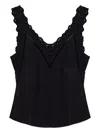 Isabel Marant Fradela Guipure Lace-trimmed Poplin Tank In Black