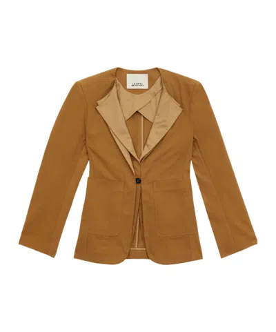 Isabel Marant Francia Collarless Cotton Jacket In Caramel