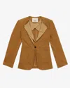 Isabel Marant Francia Collarless Cotton Jacket In Caramel