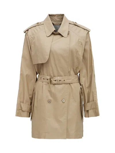 Isabel Marant Franny Animal Print Trench Coat In Beige