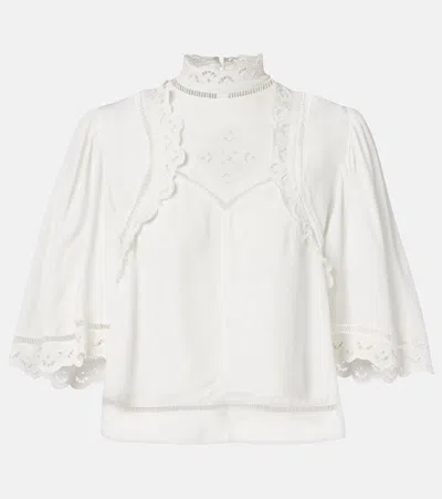 Isabel Marant Frany Broderie Anglaise Crêpe Top In White