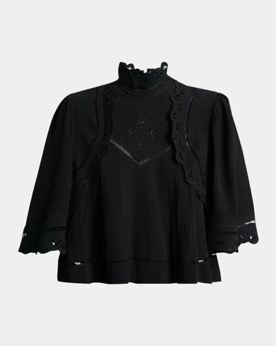 Isabel Marant Frany Embroidered Crop Blouse