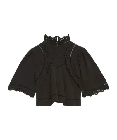 Isabel Marant Frany English Embroidery Top In Black