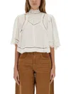 Isabel Marant Frany Broderie Anglaise Crepe Blouse In White