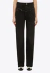 Isabel Marant Wide Leg Trousers Contrast Stitching In Black