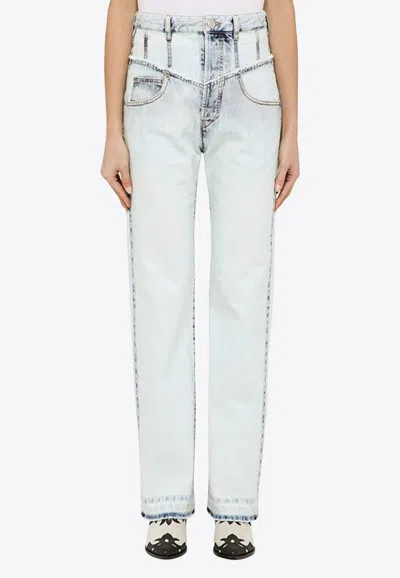 ISABEL MARANT FRAYED EDGE STRAIGHT-LEG JEANS