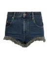 Isabel Marant Anieda Fringed Denim Shorts In Blue