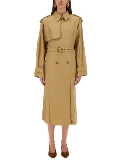 Isabel Marant Freanne Belted Double-breasted Linen-blend Trench Coat In Beige