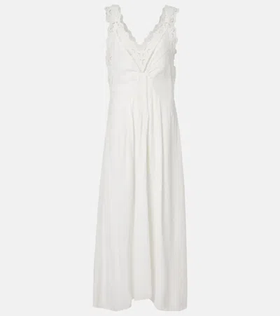 Isabel Marant Freda Broderie Anglaise-trimmed Crepe Maxi Dress In White