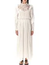 Isabel Marant Long Dress With Lace And Ruffles In Beige