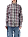 Isabel Marant Frilled-collar Plaid Shirt In Gray
