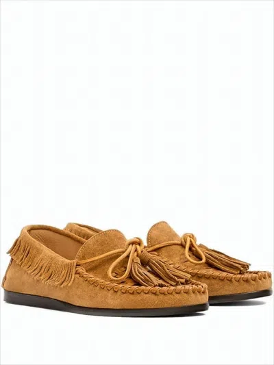 Isabel Marant Fringe-detail Suede Loafers With Bow Accent In Brown