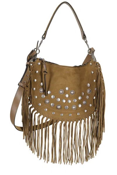Isabel Marant Fringed Taupe Suede Leather Kanao Bag