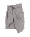 Isabel Marant Front-knot Mini Skirt In Grey Wool In Grey
