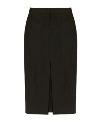 Isabel Marant Front Slit Skirt In Black