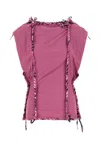 Isabel Marant Ruched Sleeveless Textured Tie Top In Pink