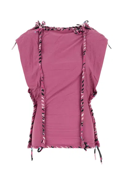 Isabel Marant Ruched Sleeveless Textured Tie Top In Pink
