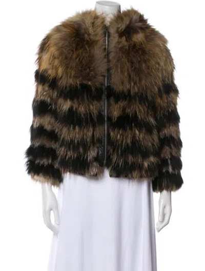 Pre-owned Isabel Marant Fur Striped Fur Jacket In Brown
