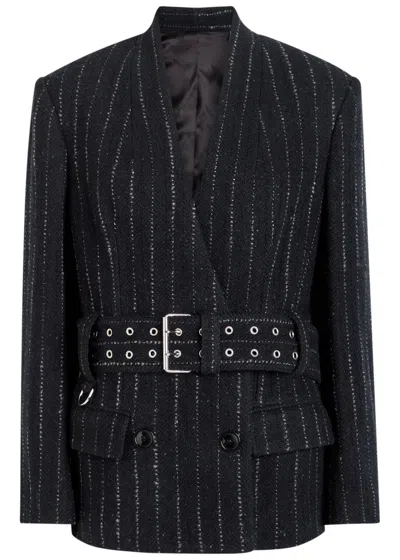 Isabel Marant Fyma Belted Wool Jacket In Blue