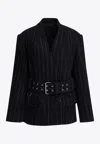 Isabel Marant Fyma Pinstripe Belted Blazer In Black