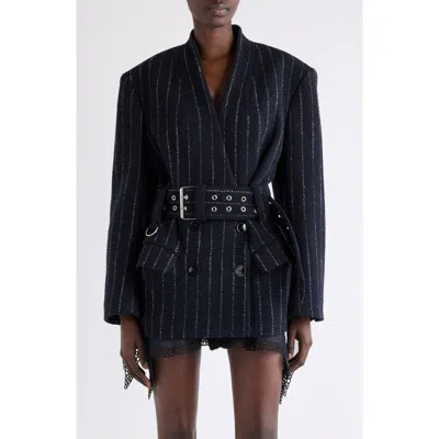 ISABEL MARANT ISABEL MARANT FYMA PINSTRIPE WOOL BELTED BLAZER
