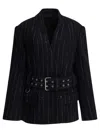 Isabel Marant Fyma Chalk Stripe Virgin Wool Blazer In Black