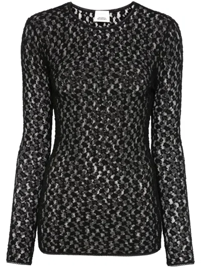 Isabel Marant Floral Embroidered Cotton Blend Sweater In Black