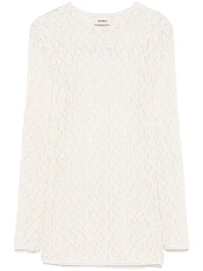 Isabel Marant Gaelle Cotton Blend Crewneck Sweater In White