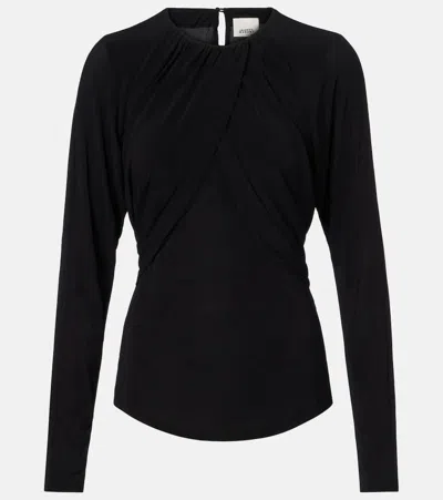 Isabel Marant Gaetane Draped Jersey Top In Black