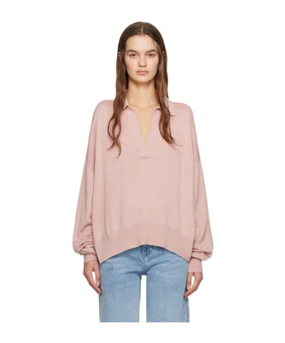 Isabel Marant Galix Long-sleeved Polo Shirt In Pink