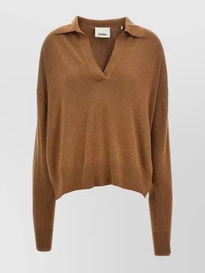 ISABEL MARANT 'GALIX' V-NECK KNIT SWEATER WITH RIBBED CUFFS