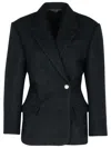 Isabel Marant Wool Blend Jacket Notched Lapels Flap Pockets In Black