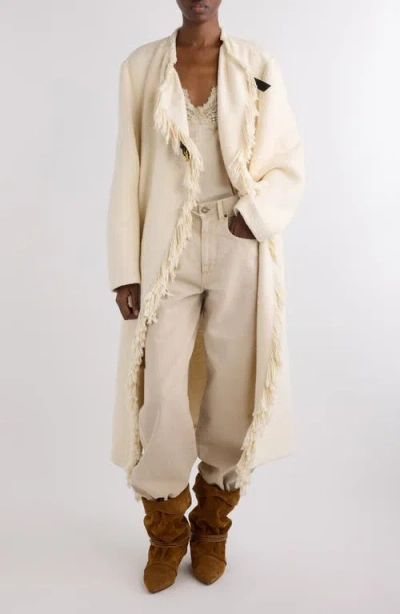 Isabel Marant Gameia Fringe Bouclé Coat In Neutral