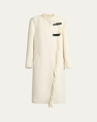 Isabel Marant Gameia Long Fringe-trim Linen Coat In Sand