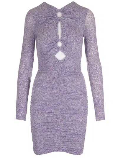 Isabel Marant Mini Dress With Keyhole And Ruched In Purple