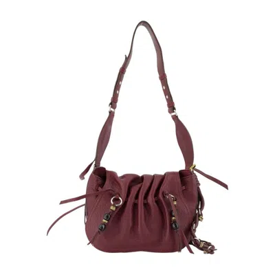 Isabel Marant Gathered Lambskin Shoulder Bag  Burgundy