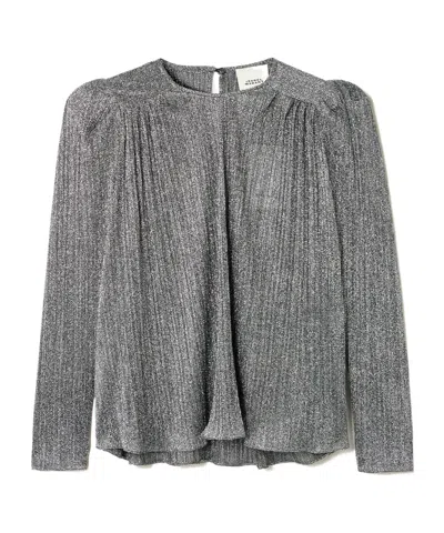 Isabel Marant Elyia Gathered Lamé Blouse In Silver