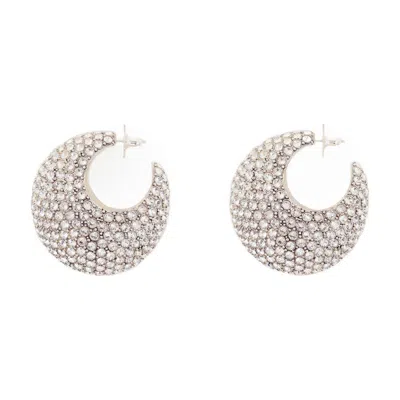 Isabel Marant Crescent Crystal Metal Earrings Both Ears In Silver