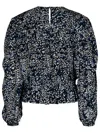 Isabel Marant 'gelina' Blue Silk Blend Blouse In Navy