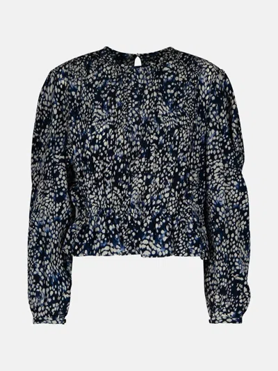 ISABEL MARANT 'GELINA' BLUE SILK BLEND BLOUSE