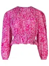 Isabel Marant Gelina Printed Silk-blend Top In Fuchsia