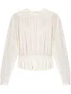 Isabel Marant Pleated Design Blouse With Keyhole In Neutrals