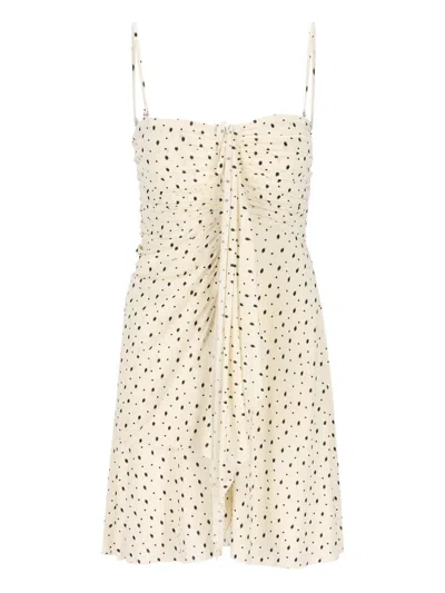 ISABEL MARANT GEMMA DOTTED GATHERED MINI DRESS