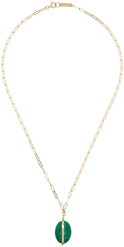 Isabel Marant Gemstone-detail Pendant Necklace In Yellow