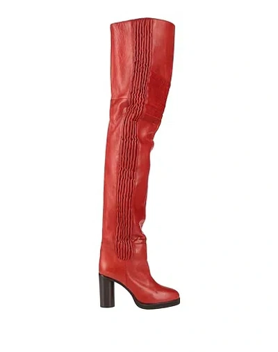 Isabel Marant Genuine Leather Knee-high Boots In Red