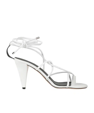 Isabel Marant Genuine Leather Lace-up Sandals In White