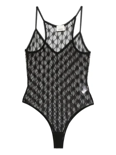 Isabel Marant Geometric-pattern Lace Bodysuit In Black