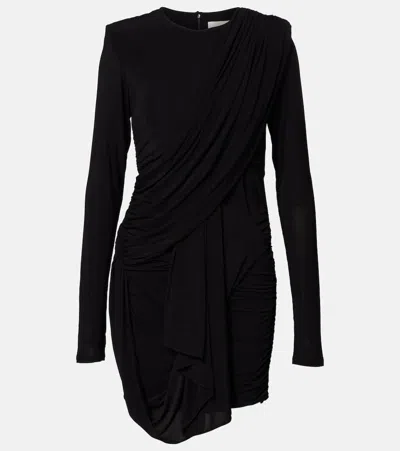 Isabel Marant Georgia Draped Gathered Jersey Minidress In Black